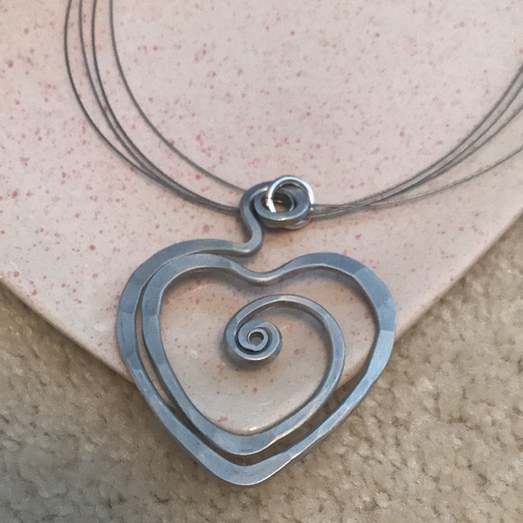 Aluminum Heart Necklace Artist Made - Picture 3 of 7